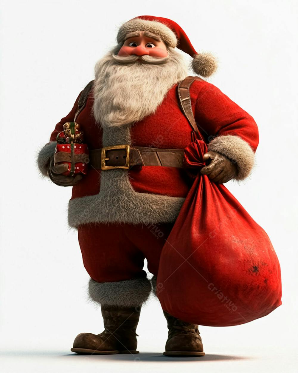 Imagem 3D Do Papai Noel Com Roupa Tradicional Vermelha