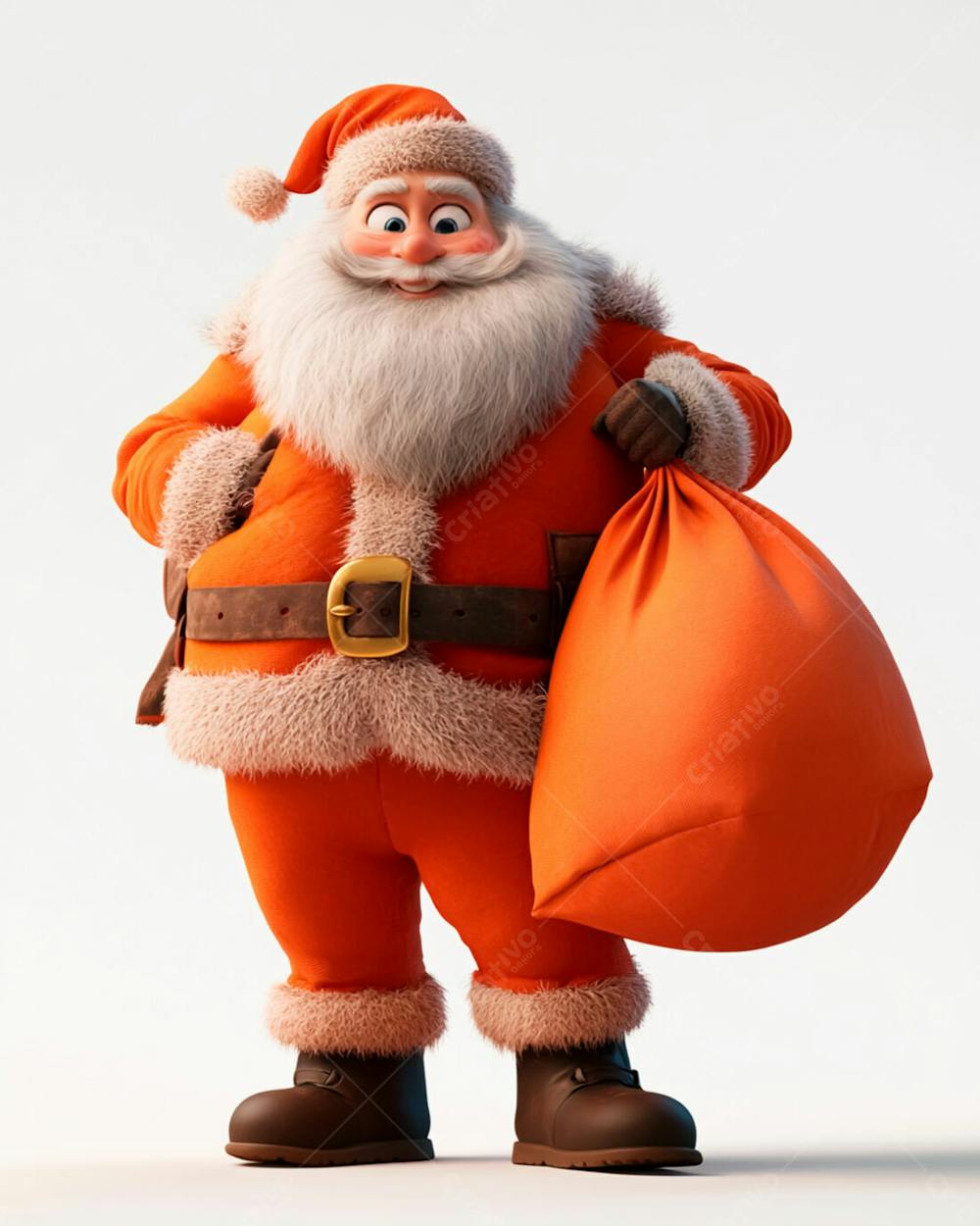 Imagem 3D Do Papai Noel Com Roupa Na Cor Laranja