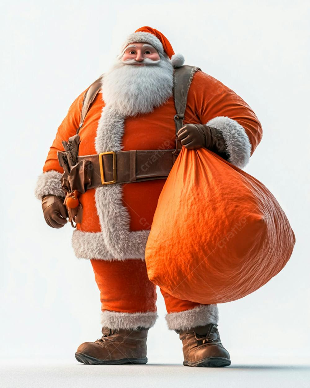 Imagem 3D Do Papai Noel Com Roupa Na Cor Laranja