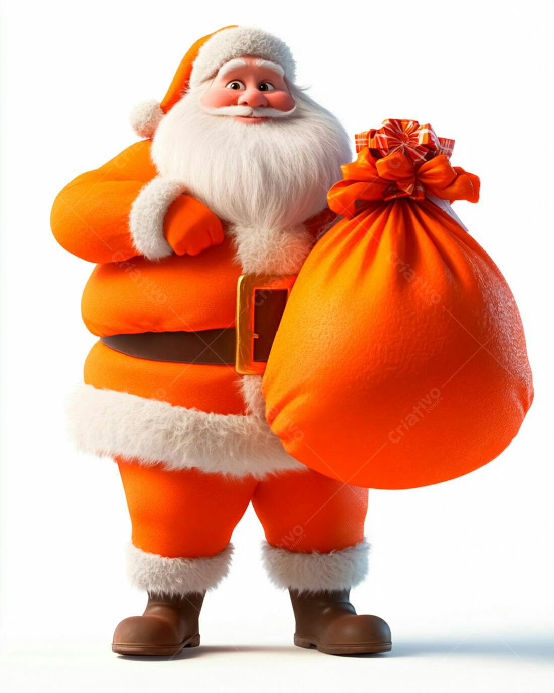 Papai Noel laranja com saco de presentes Natal