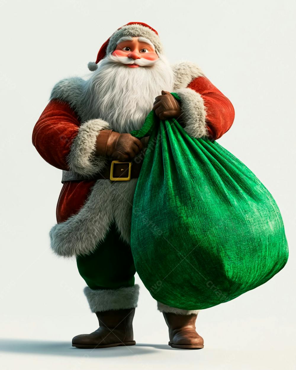 Imagem 3D Do Papai Noel Com Roupa Na Cor Verde