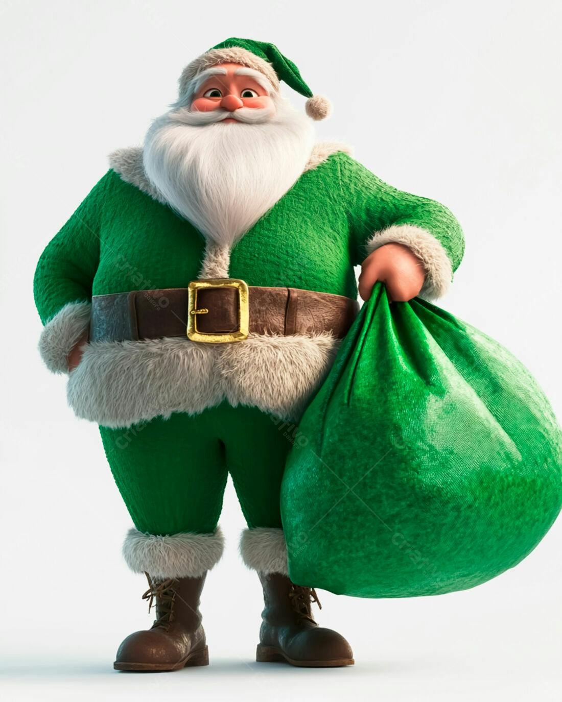 Papai Noel verde com saco de presentes Natal