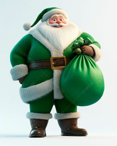 Imagem 3D Do Papai Noel Com Roupa Na Cor Verde