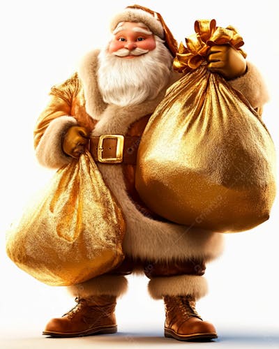 Imagem 3D Do Papai Noel Com Roupa Na Cor Dourada