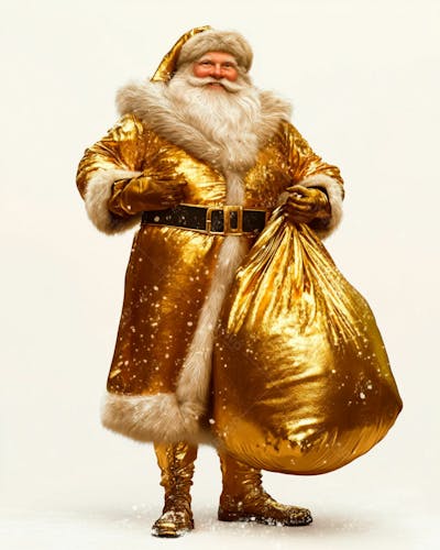 Imagem 3D Do Papai Noel Com Roupa Na Cor Dourada