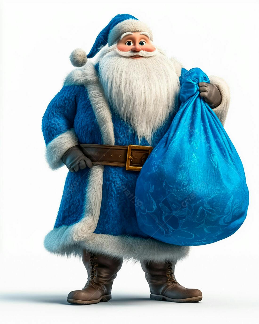 Papai Noel Azul com Saco de Presentes