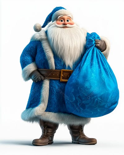 Imagem 3D Do Papai Noel Com Roupa Na Cor Azul