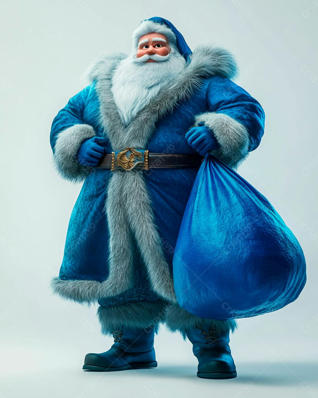 Papai Noel Azul com Saco de Presentes Natal
