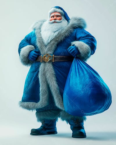 Imagem 3D Do Papai Noel Com Roupa Na Cor Azul