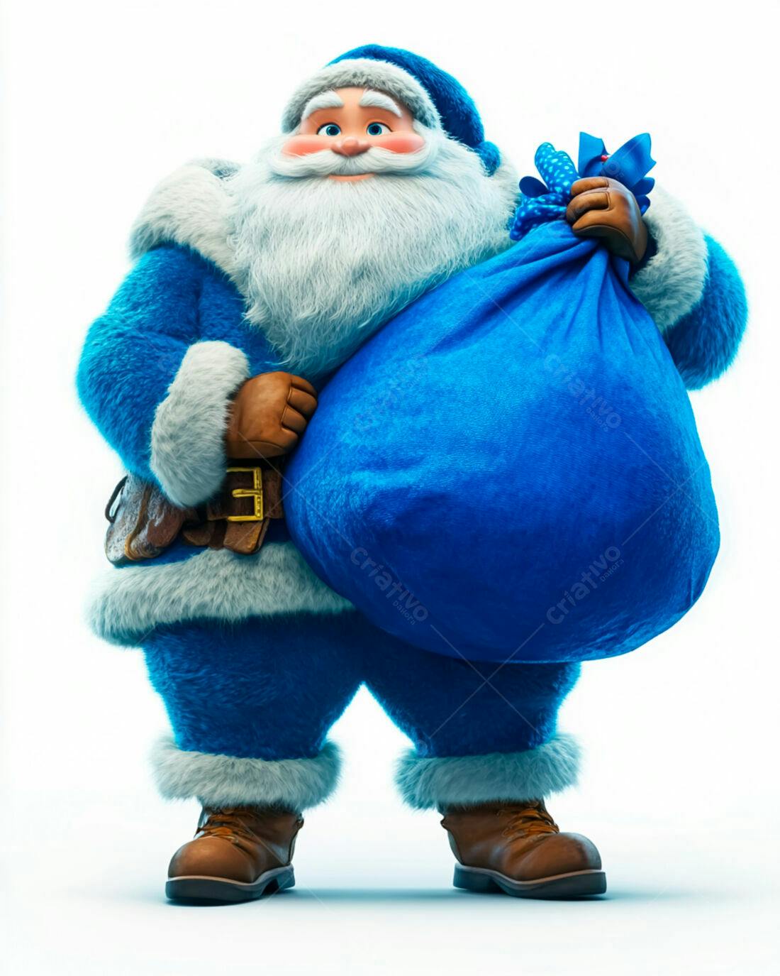Papai Noel azul com saco de presentes Natal