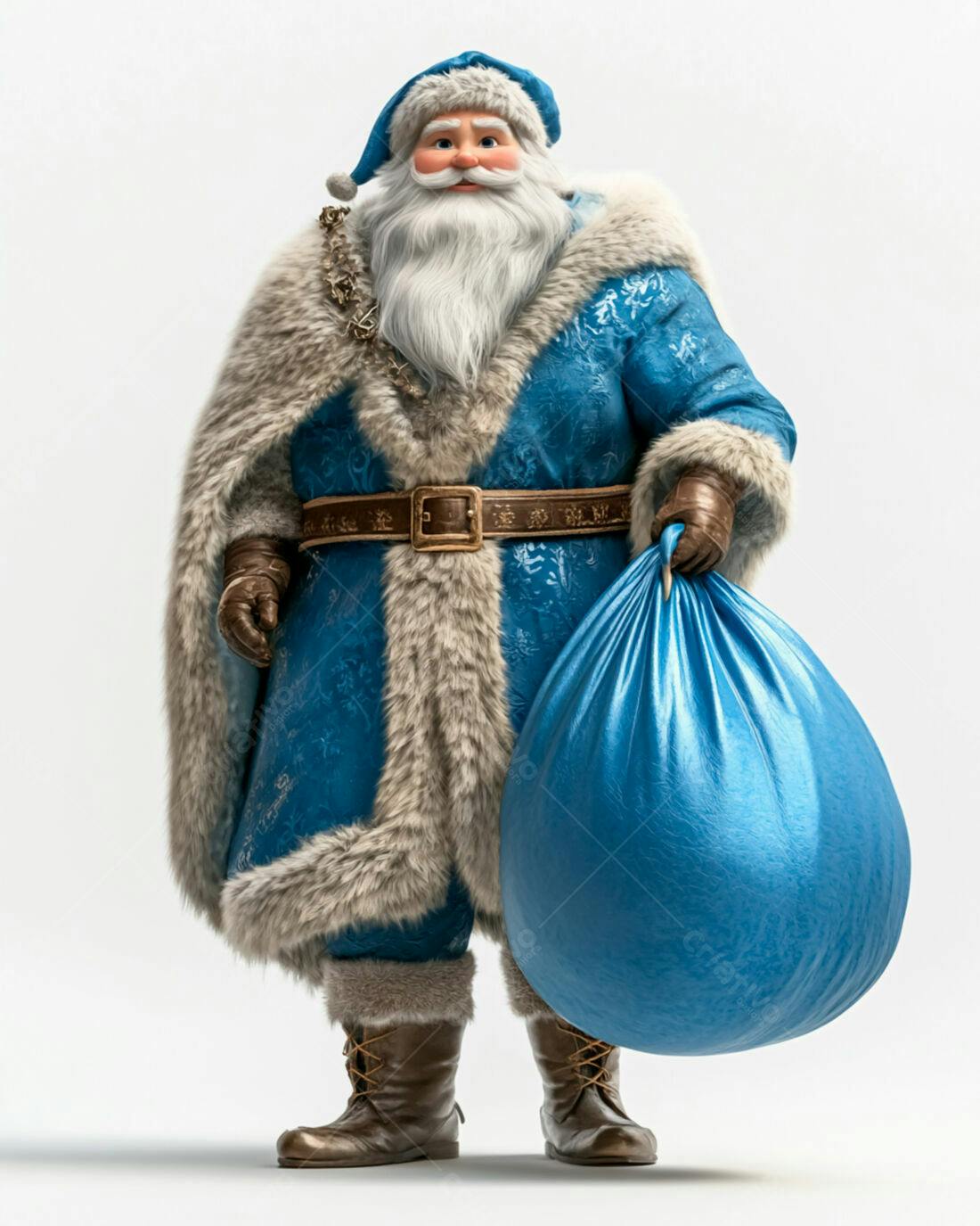 Papai Noel azul com saco de presentes Natal