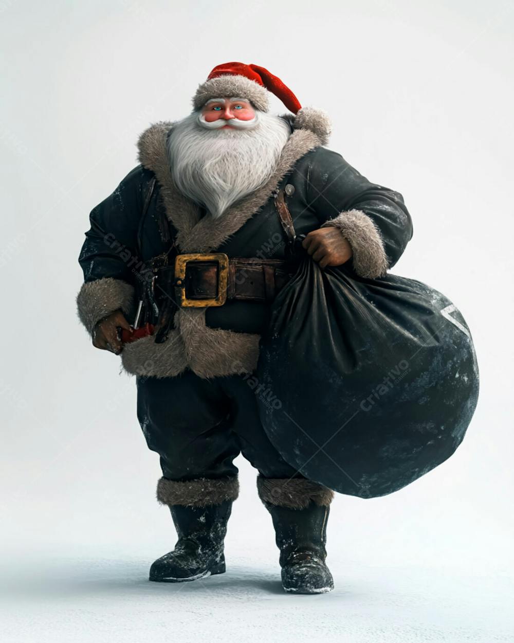 Imagem 3D Do Papai Noel Com Roupa Na Cor Preta