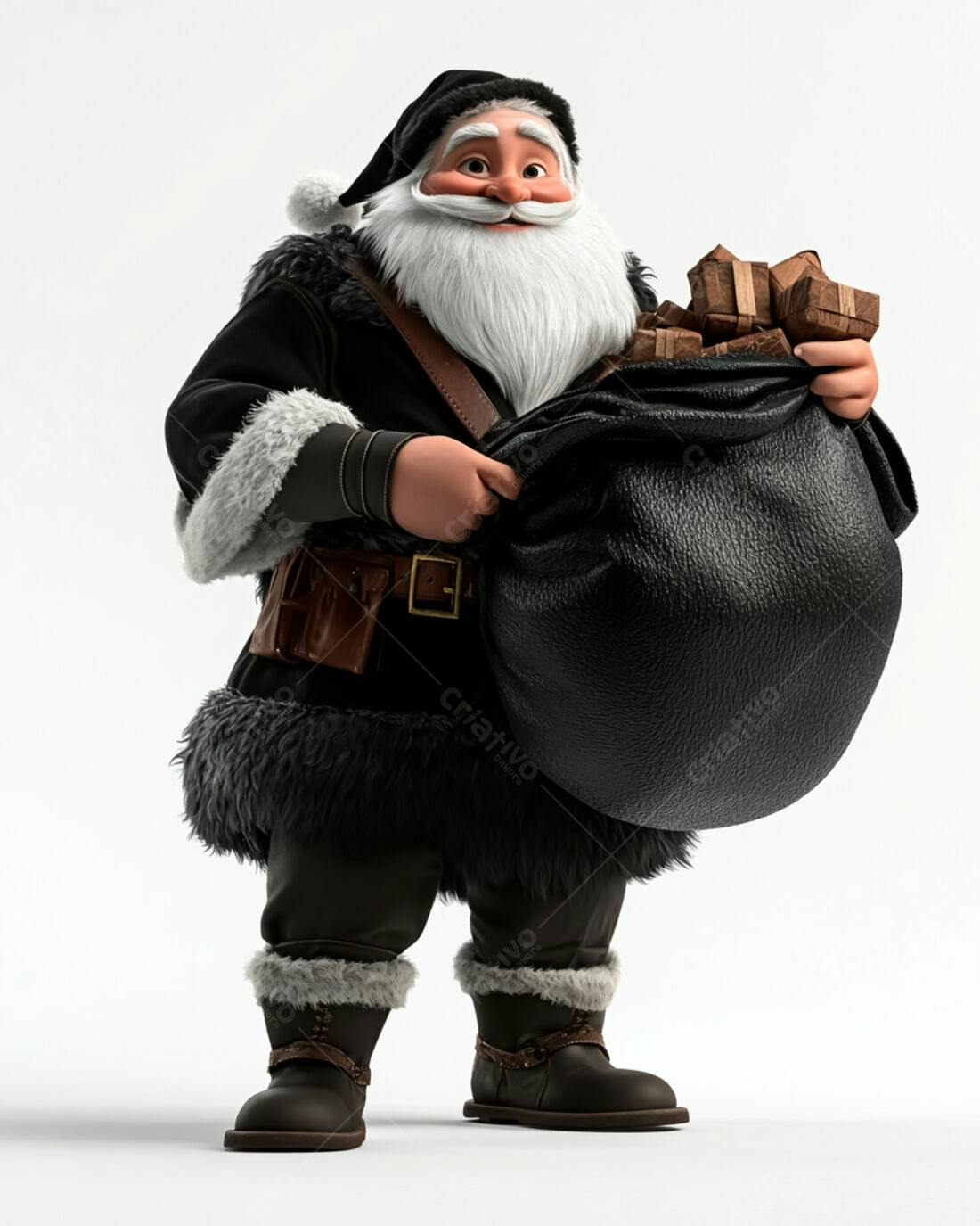 Papai Noel estilo dark com saco de presentes