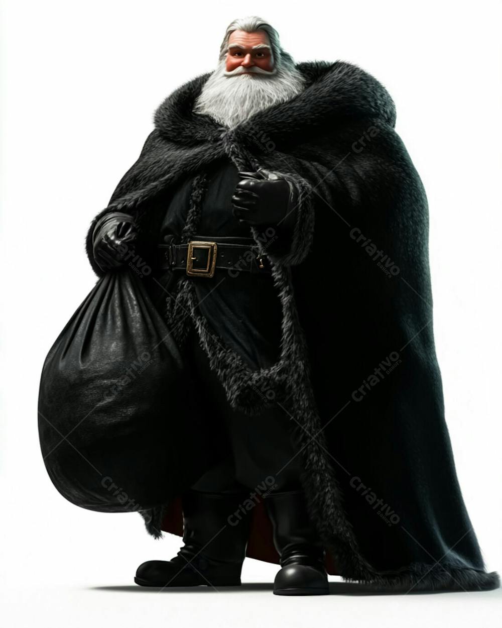 Imagem 3D Do Papai Noel Com Roupa Na Cor Preta