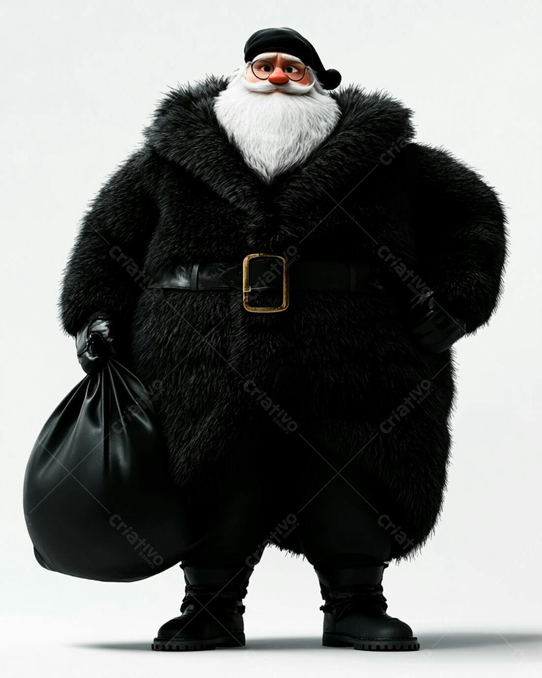 Papai Noel estilo gótico com saco de presentes
