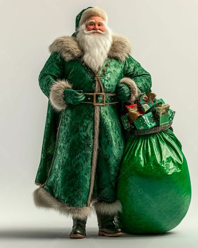 Imagem 3D Do Papai Noel Com Roupa Na Cor Verde