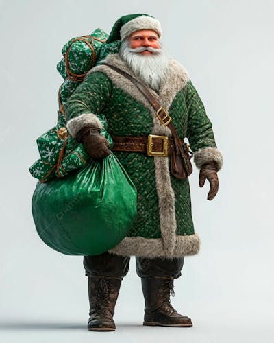 Imagem 3D Do Papai Noel Com Roupa Na Cor Verde