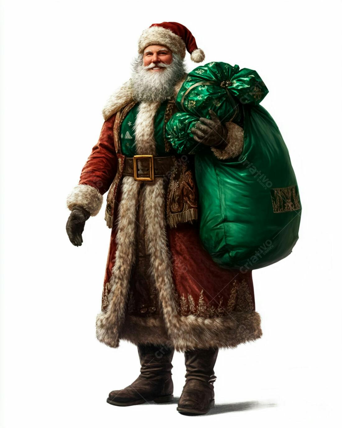 Papai Noel com saco de presentes natalinos
