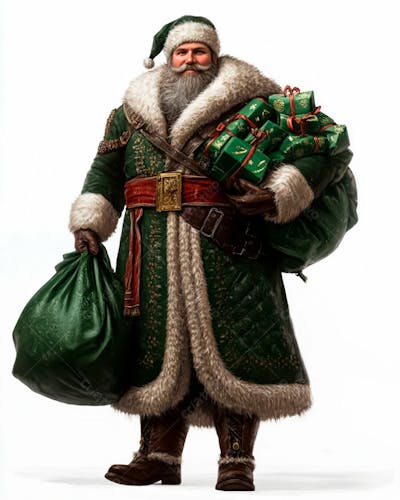 Imagem 3D Do Papai Noel Com Roupa Na Cor Verde