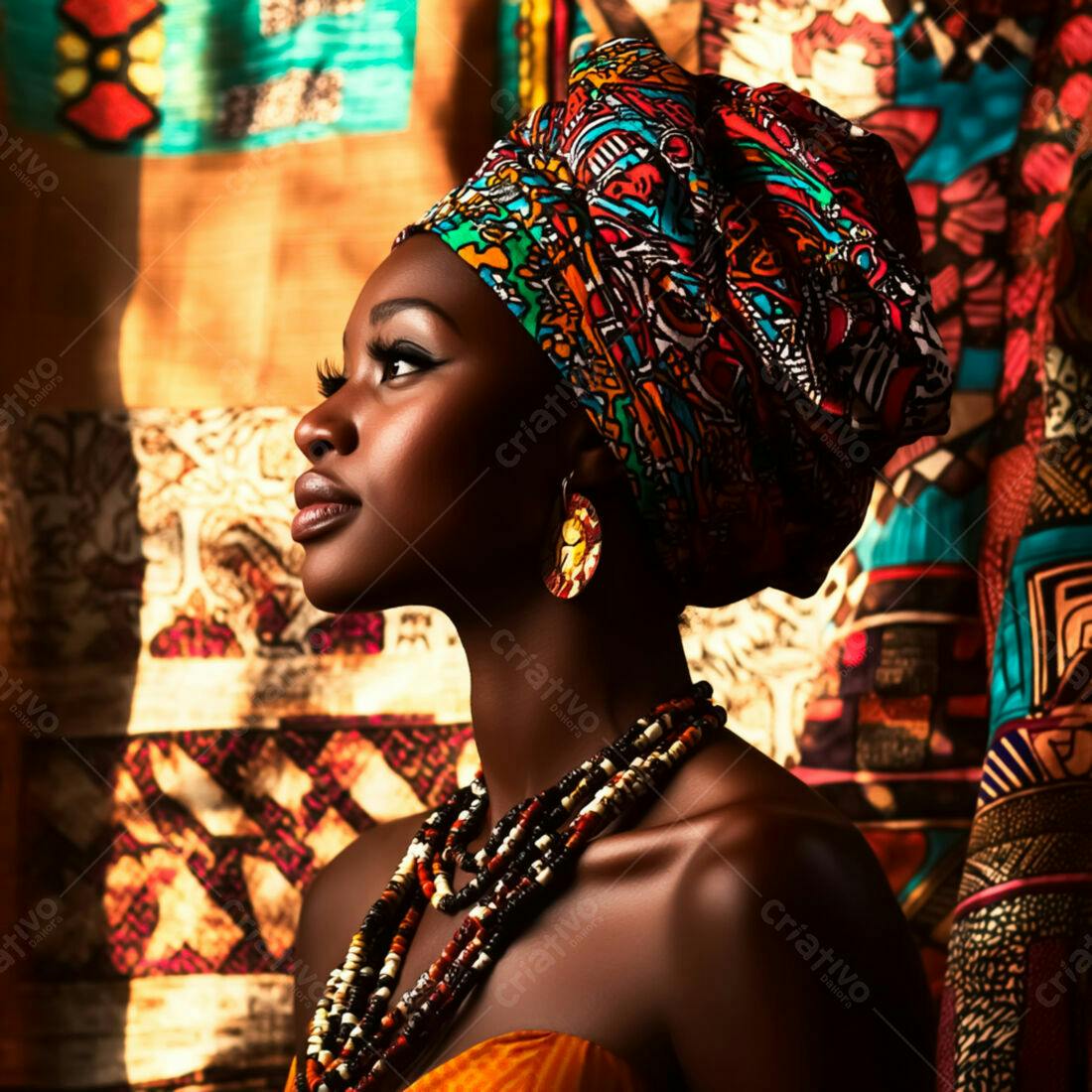 Mulher negra usando turbante africano