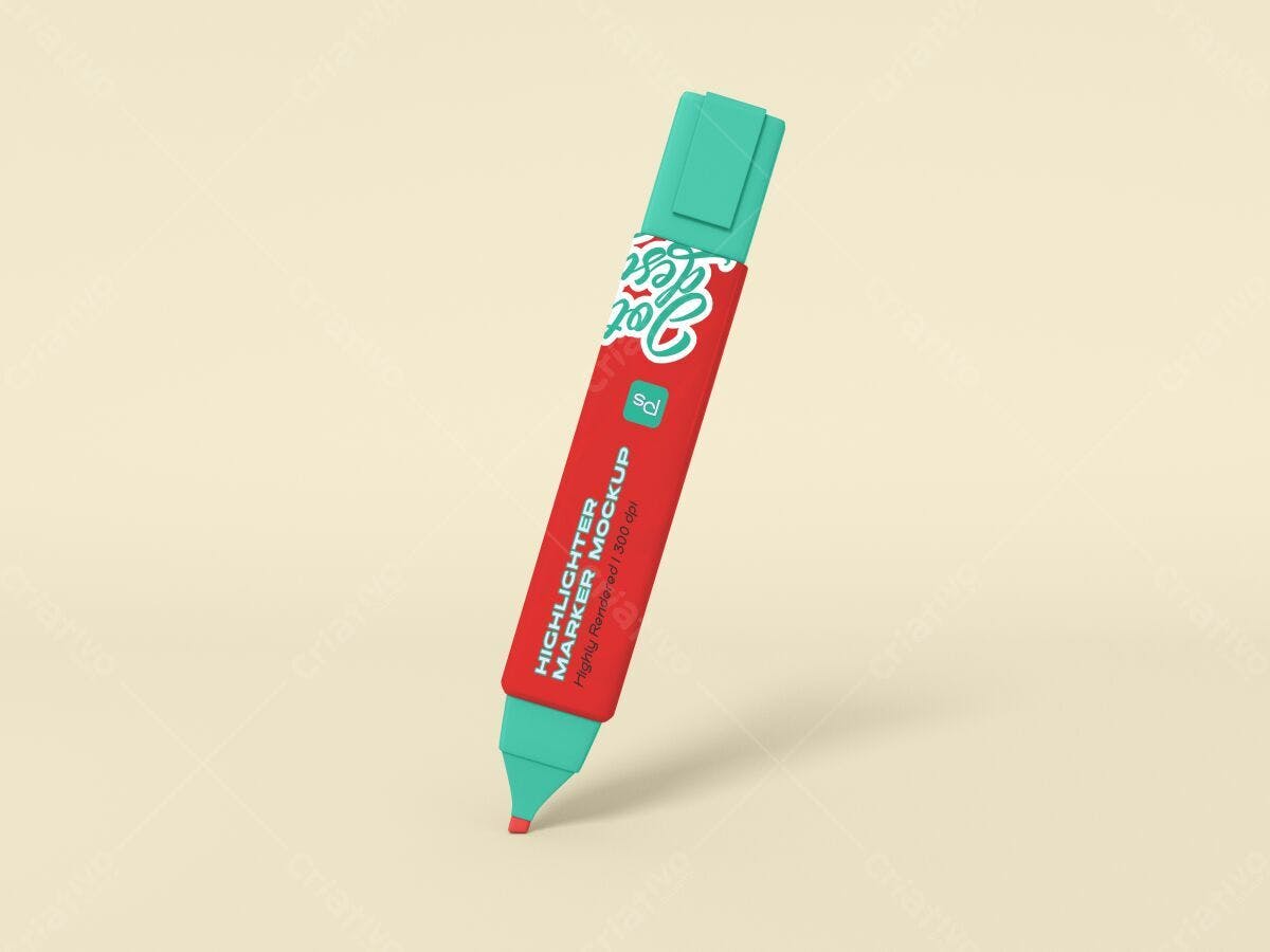 Mockup de Marcador de Texto Vermelho e Verde PSD Editável