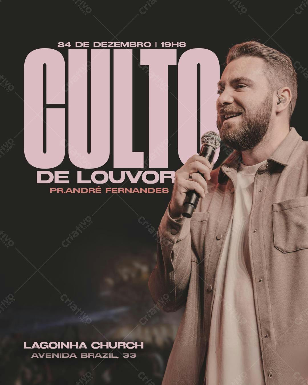 Flyer para Culto de Louvor PSD Editável