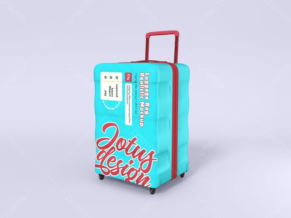 Mockup Mala de Viagem Azul e Vermelha PSD Editável