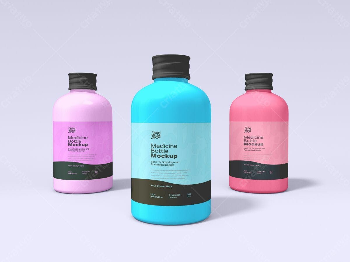 Mockup de Frasco de Remédio PSD Editável