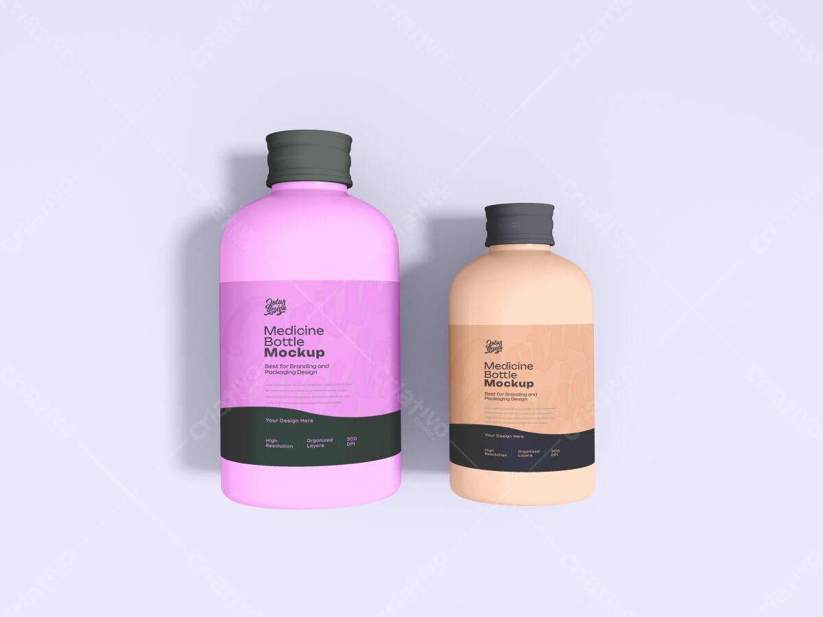 Mockup de Frascos de Remédio PSD Editável