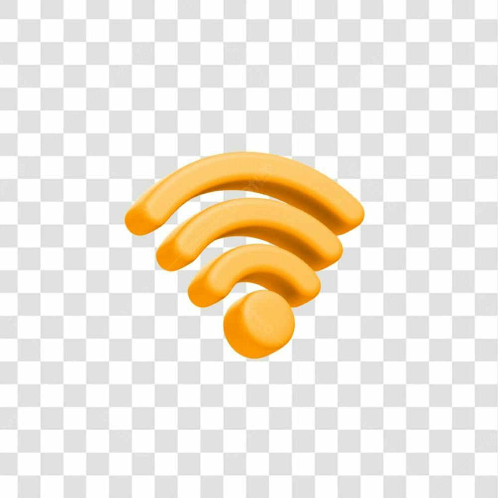 Wifi 3D Laranja Supenso M Fundo Transparente