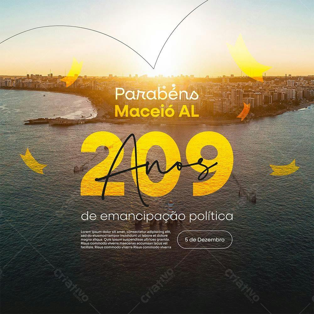 Flyer Aniversário 209 anos Maceió AL PSD Editável