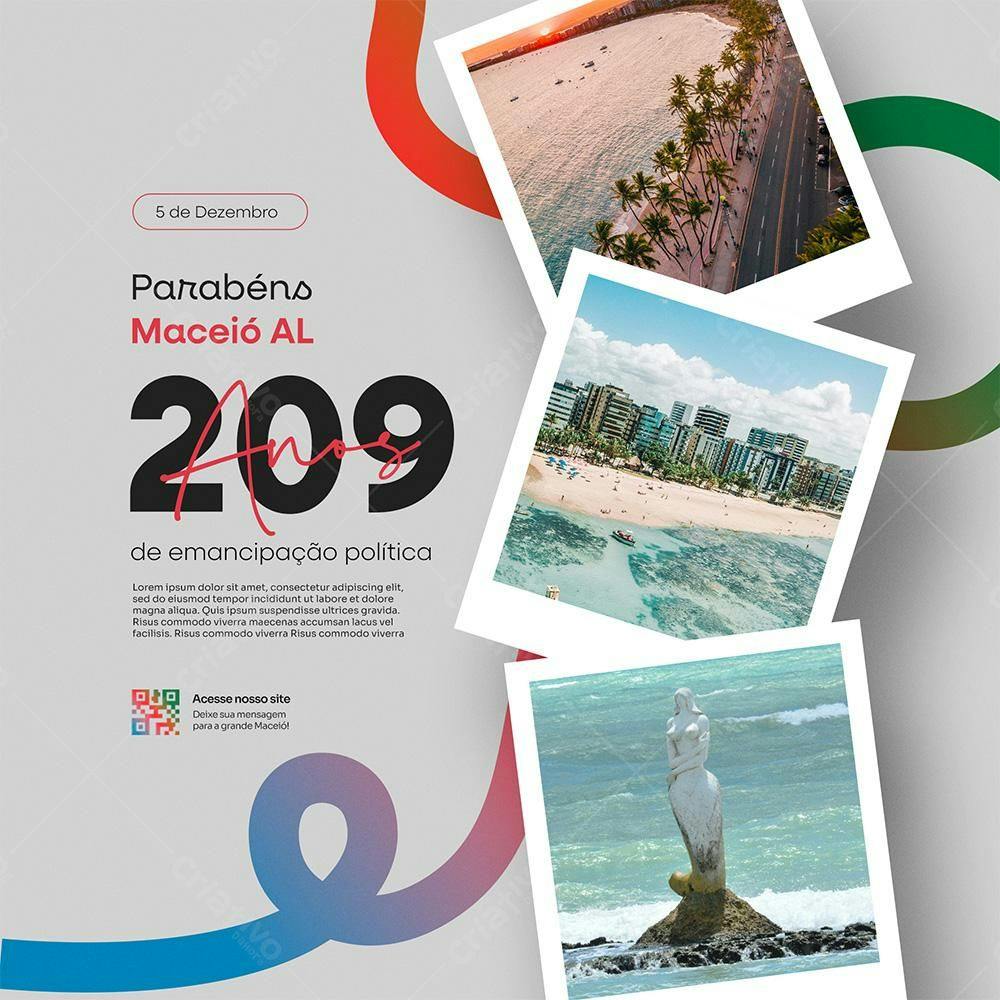 Flyer Aniversário 209 anos Maceió AL PSD Editável