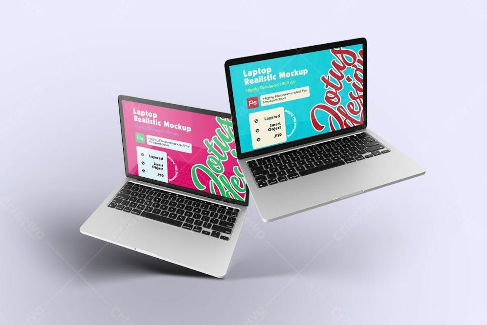 Double Laptop Psd Editable Mockup