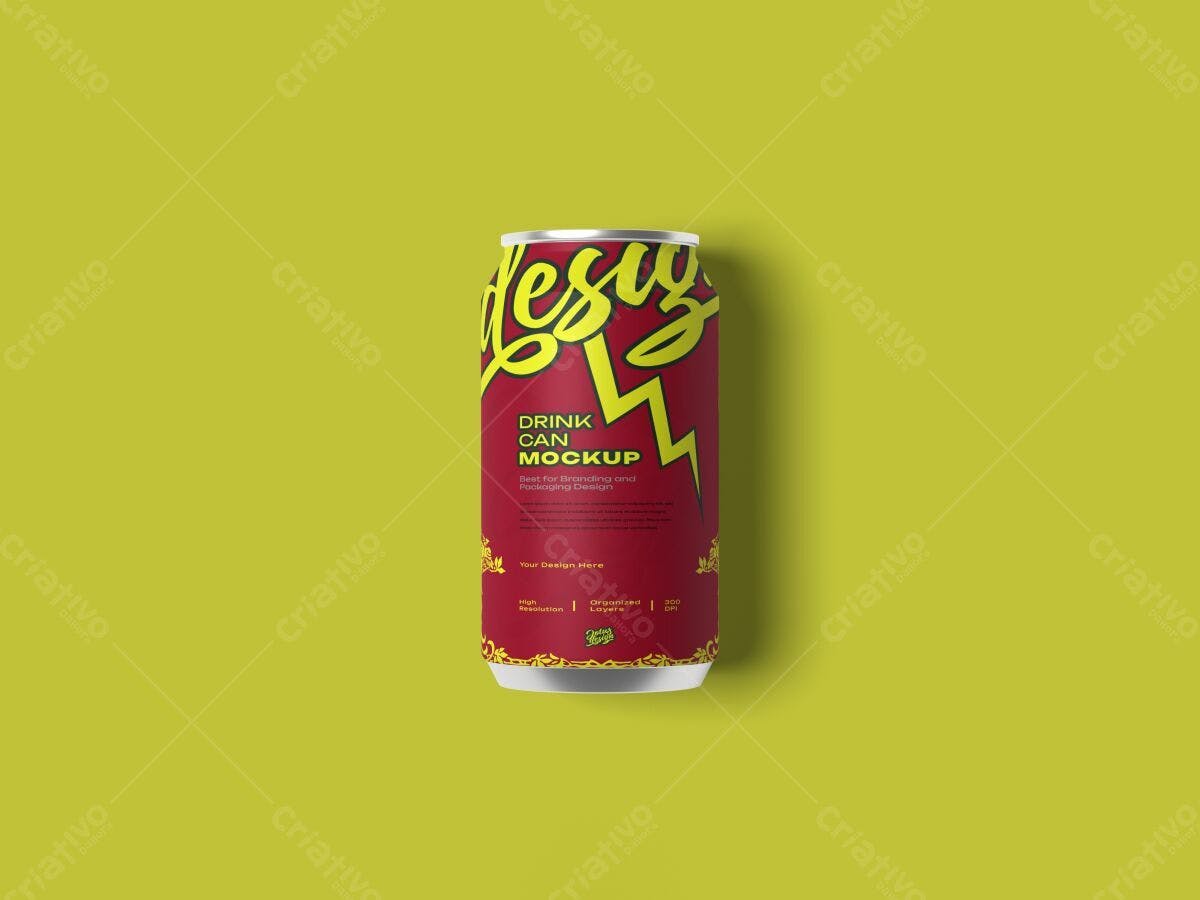 Mockup de Lata de Bebida PSD Editável
