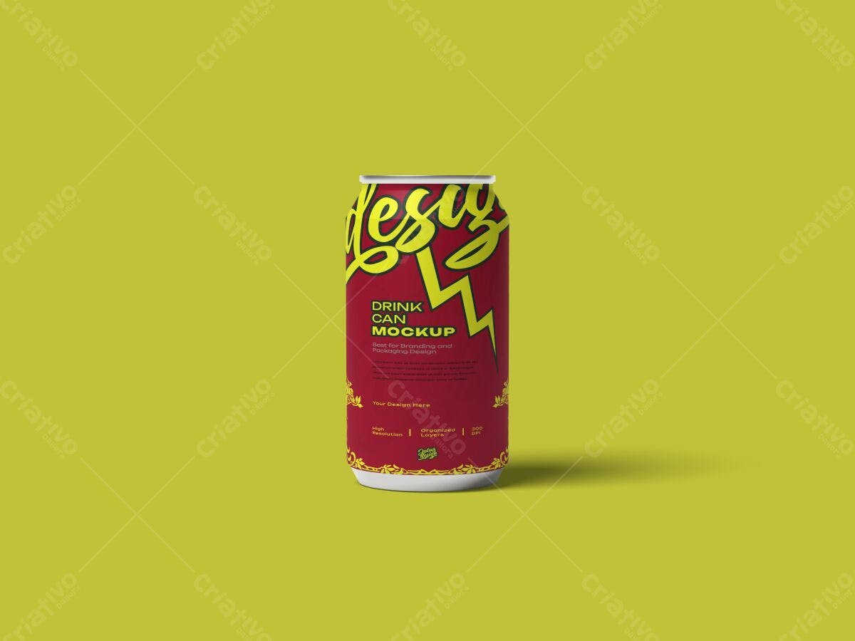 Mockup de Lata de Bebida PSD Editável