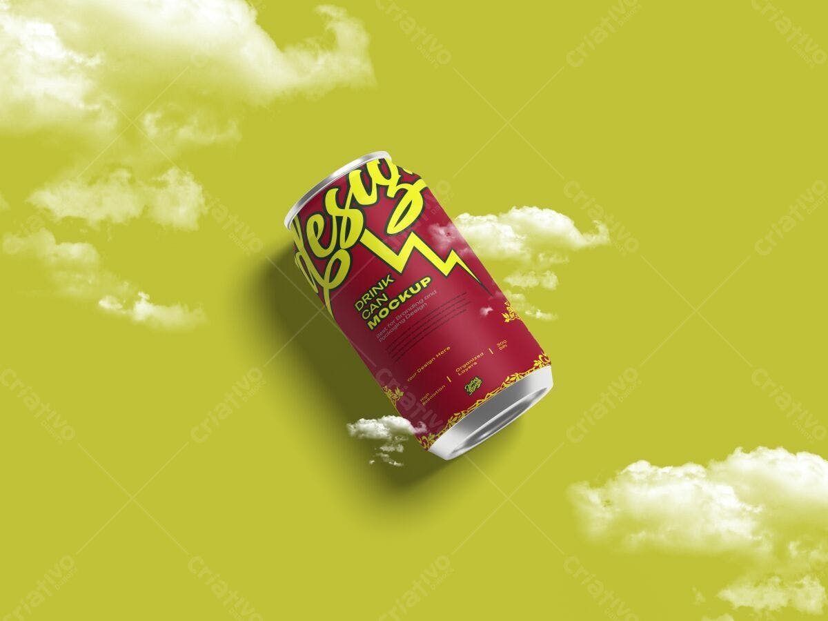 Mockup de Lata de Bebida PSD Editável