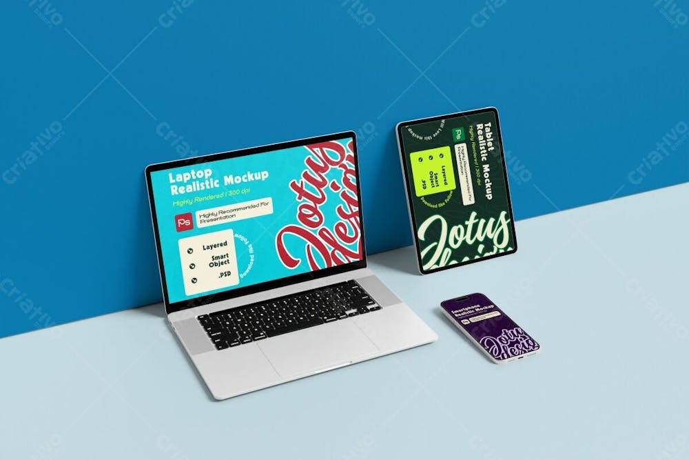 Multi Device Laptop Mobile Tablet Psd Editable Mockup