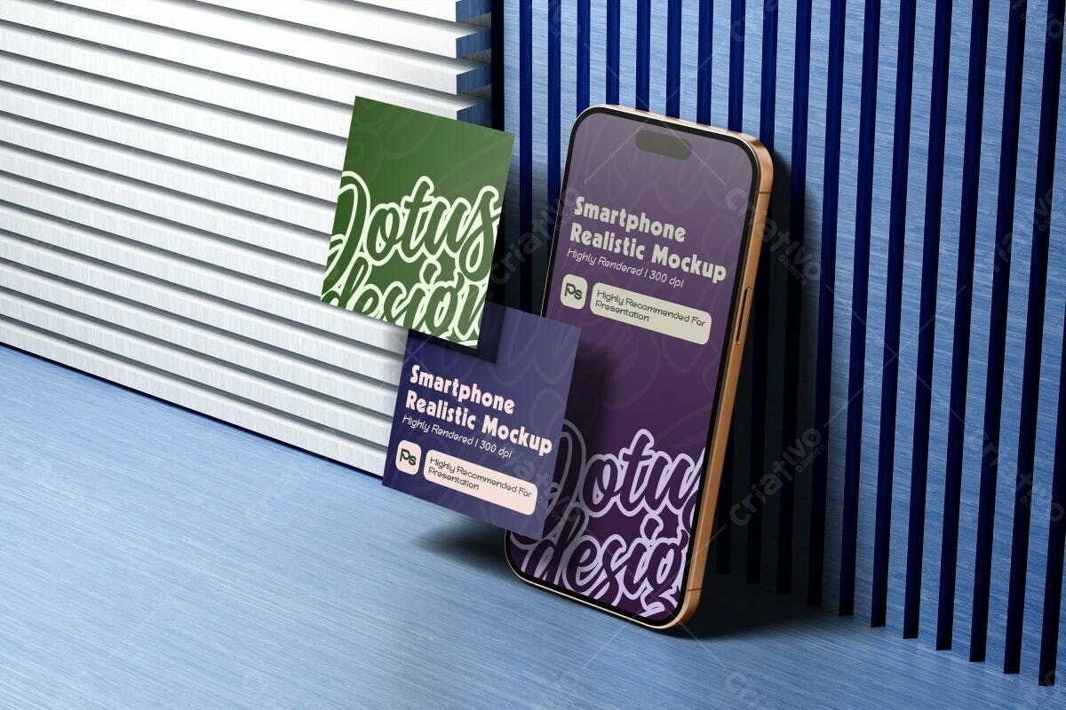 Mockup de Smartphone e Cartões de Visita PSD Editável