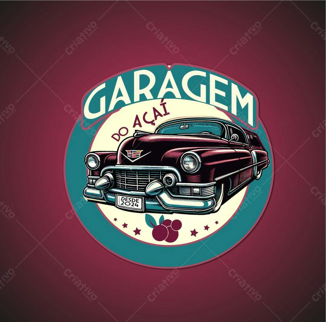 Logotipo vetorial Garagem do Açaí - Carro Vintage