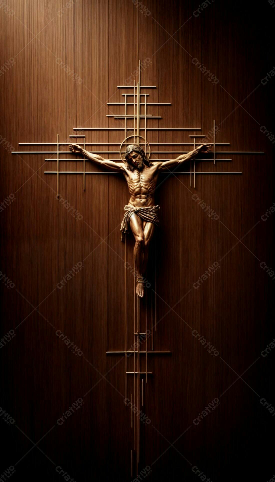 Crucifixo Jesus Cristo Madeira Dourada
