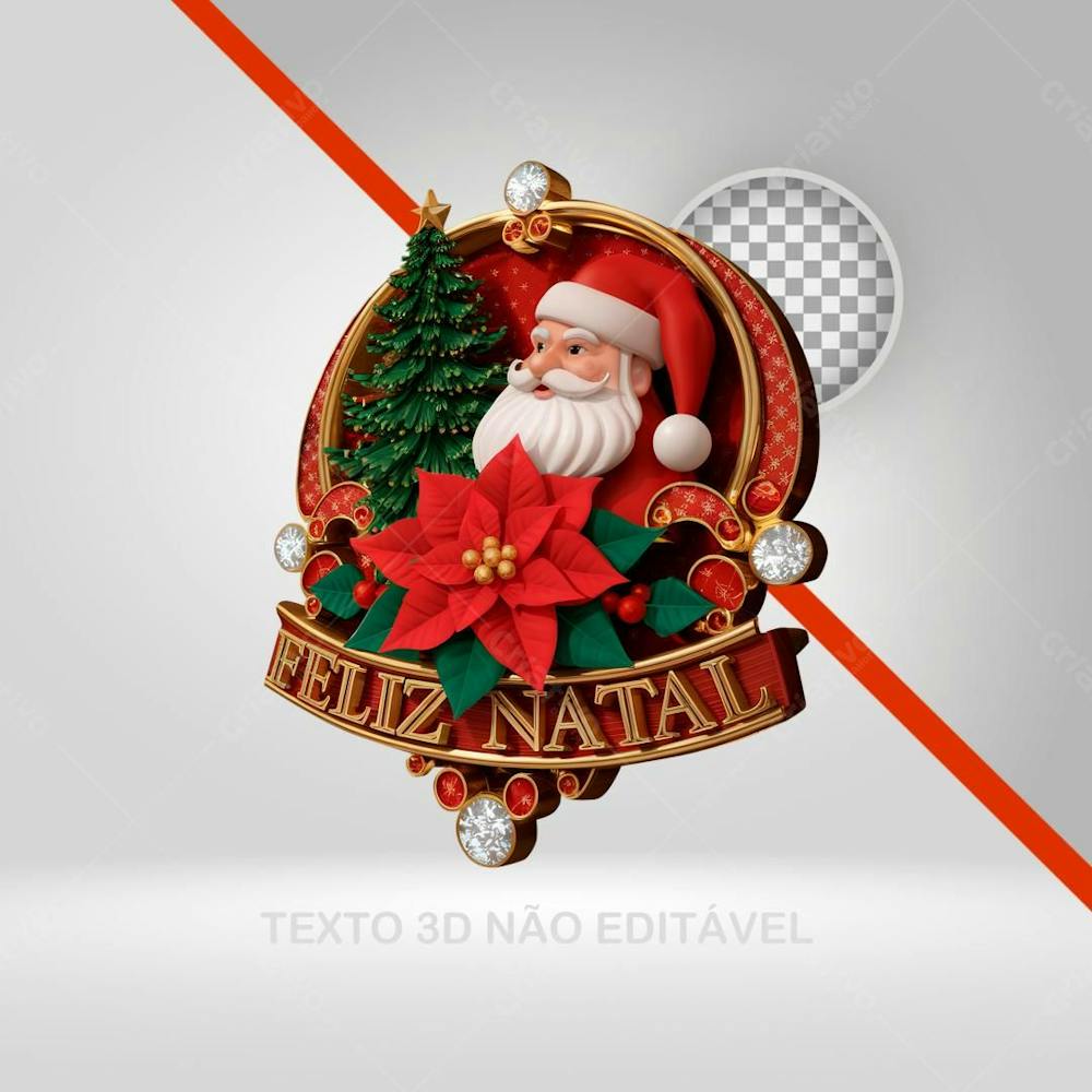 Papai Noel E Texto 3D, Elemento De Natal, Texto 3D