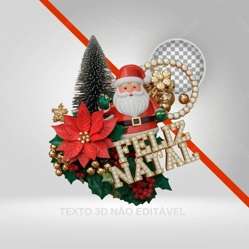 Papai Noel E Texto 3D, Elemento De Natal, Texto 3D