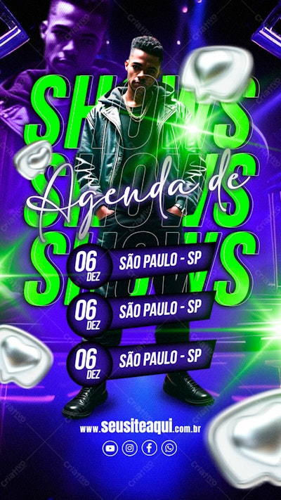 Flyer Agenda de Shows em São Paulo PSD Editável