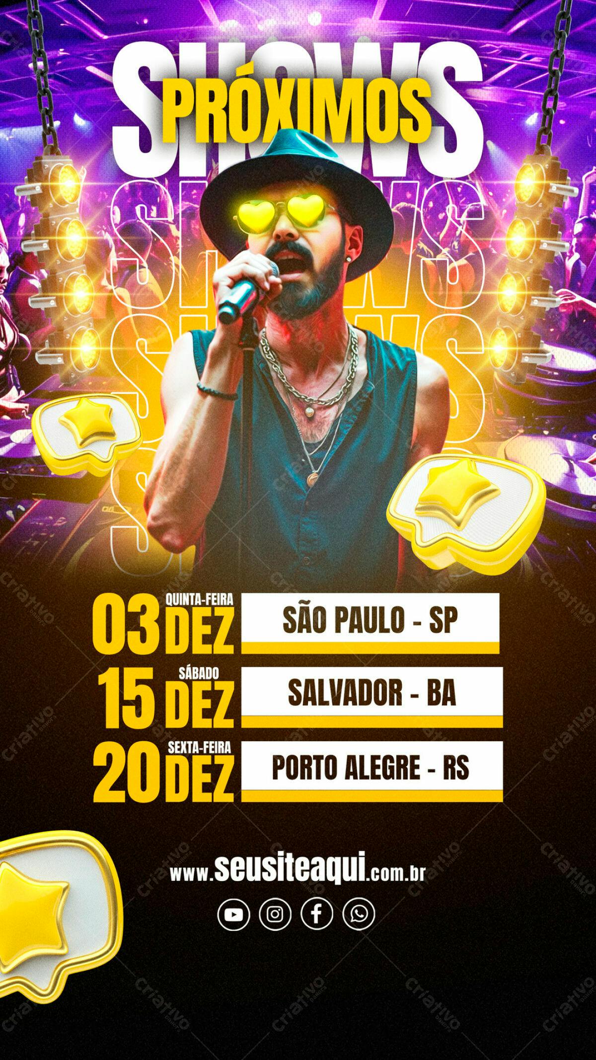 Flyer para Shows de Música PSD Editável