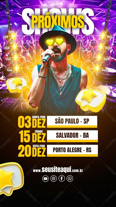 Flyer para Shows de Música PSD Editável