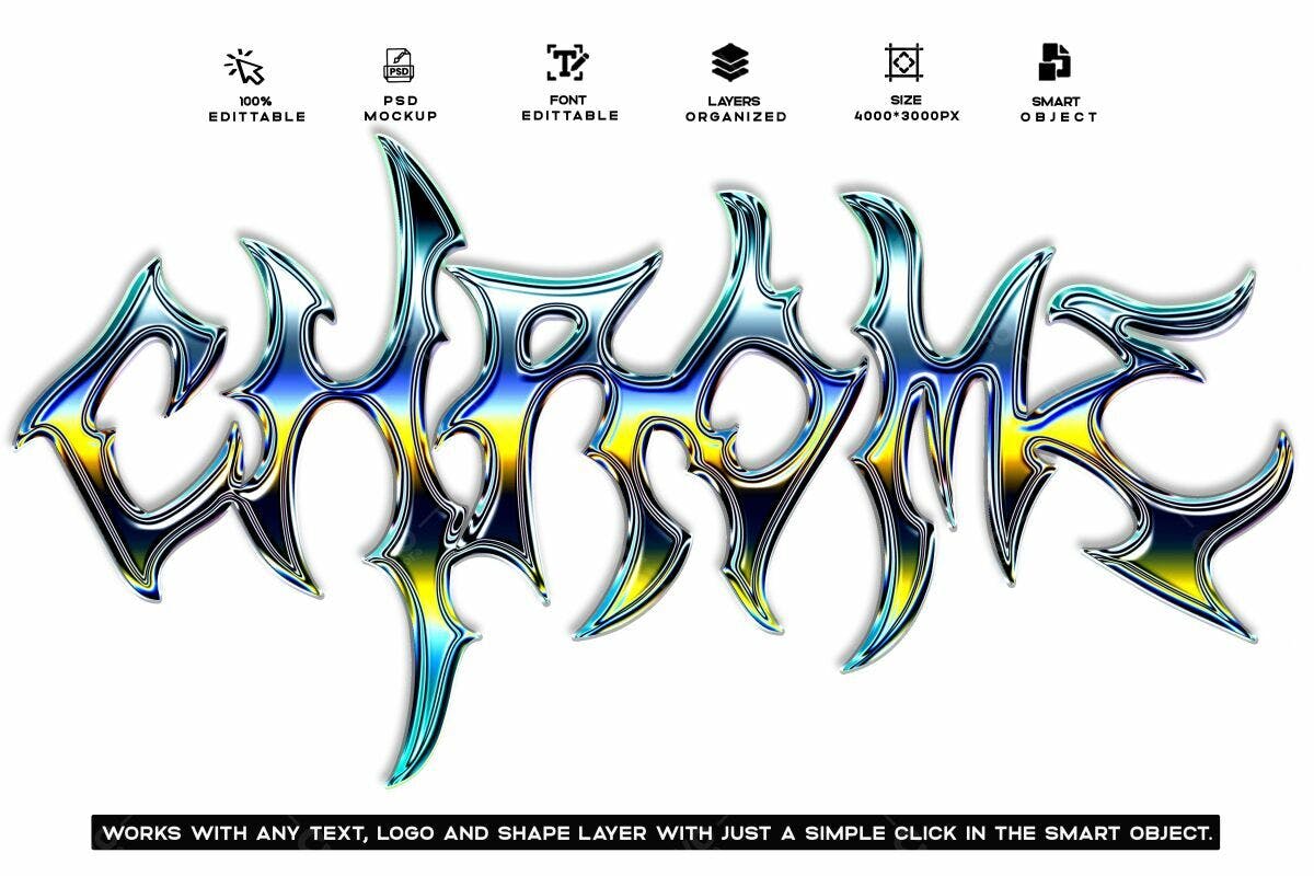 Kit de Texto Chrome PSD Editável