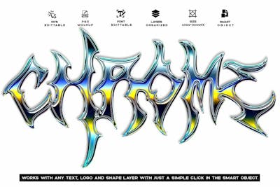 Chromium Neon Trippy And Old School Psd Editable Text Effect