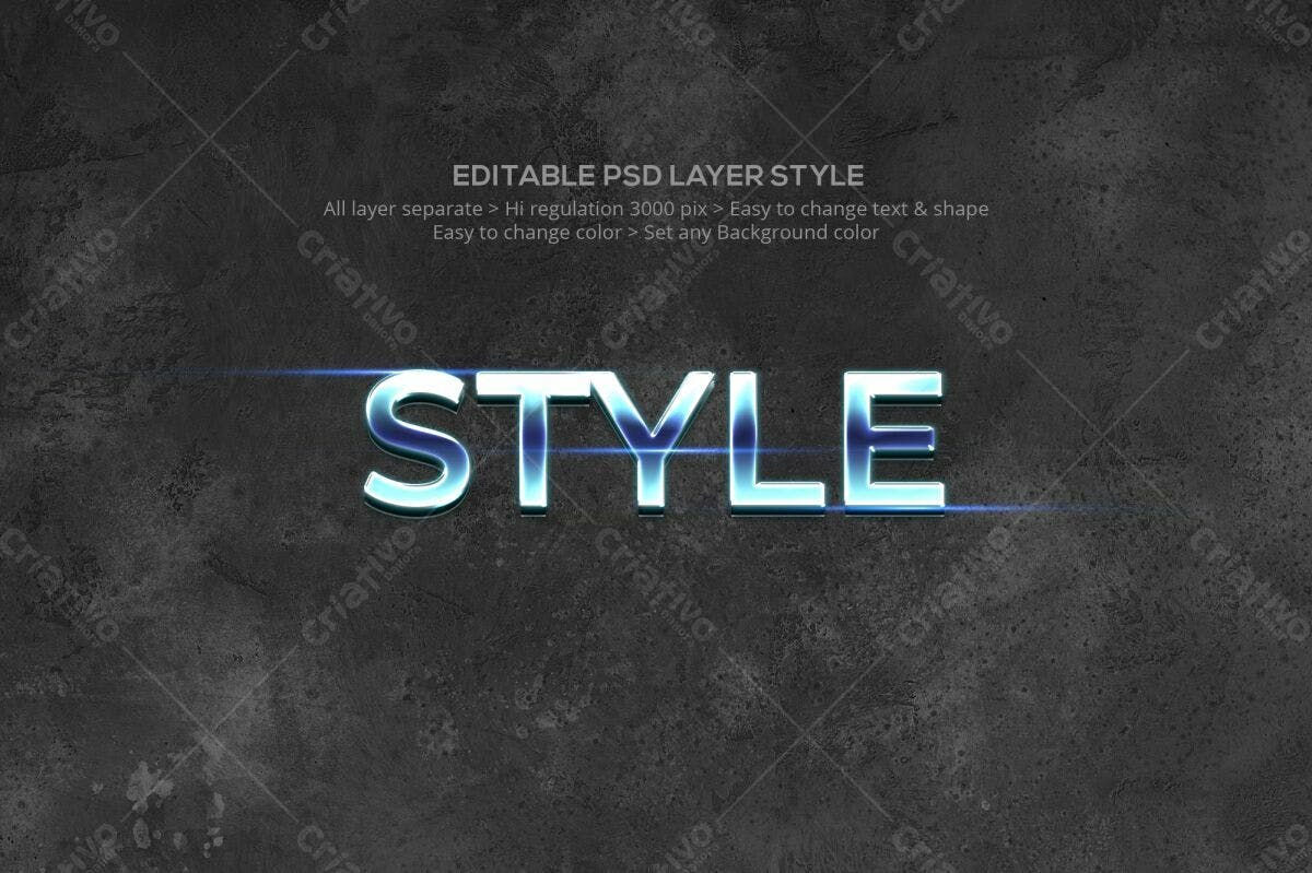 Sobreposição de Texto Estilo Metálico PSD Editável