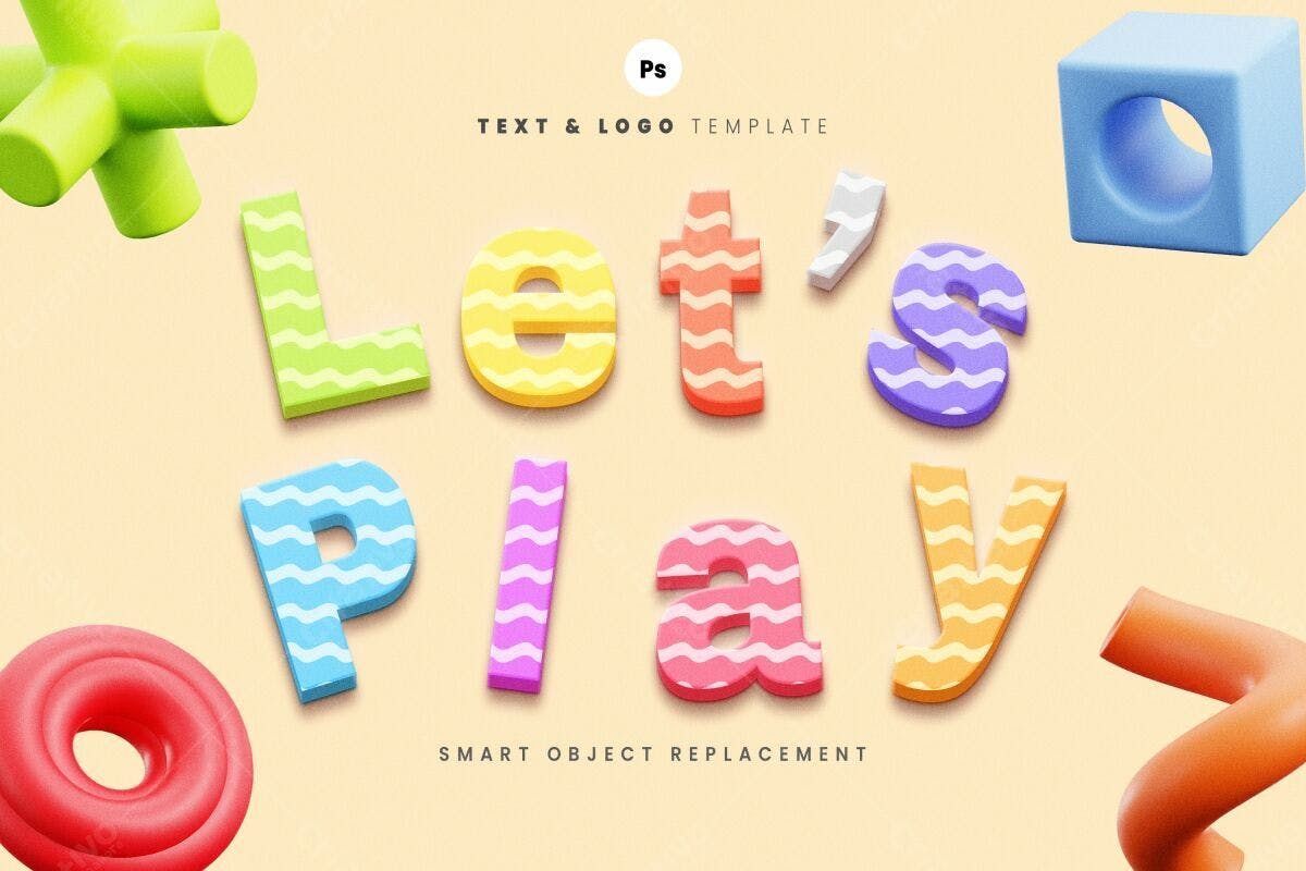 Template de Texto e Logo Infantil PSD Editável