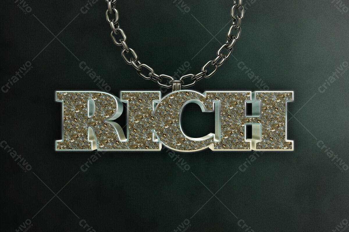 Pingente "RICH" com Diamantes PSD Editável